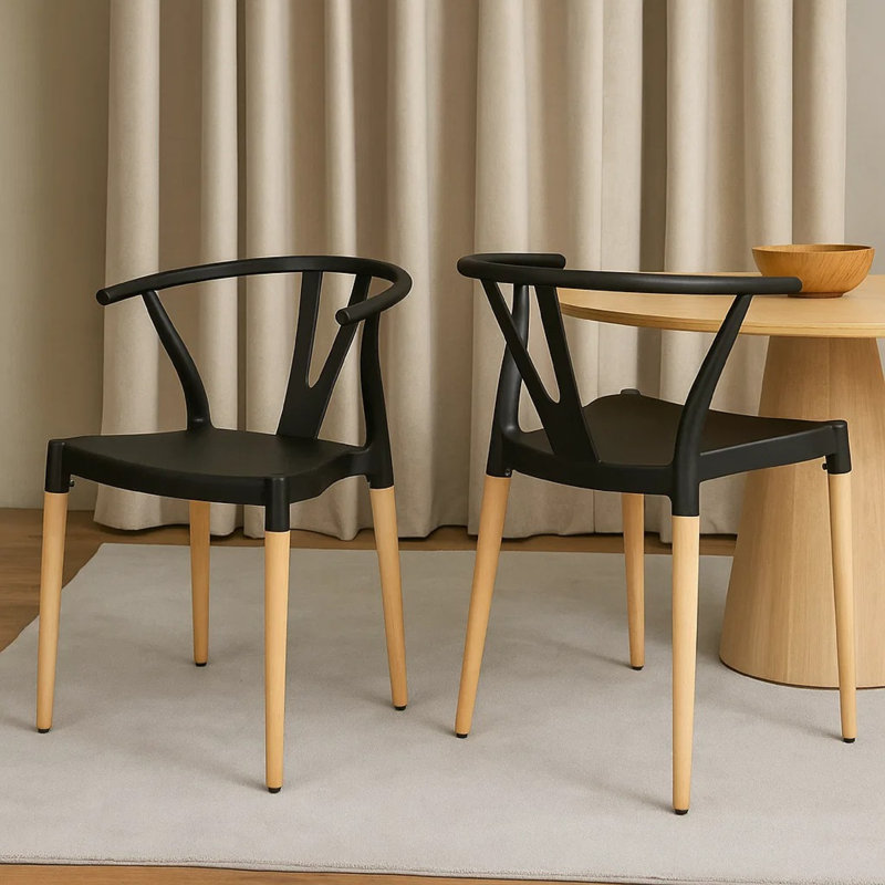 Ensemble de 2 chaises de salle à manger pour salle à manger, siège sculpté noir de 29 pouces