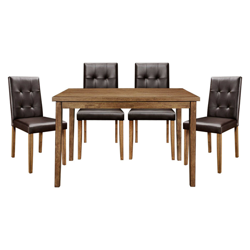 Ensemble de salle à manger multifonctionnel avec table rectangulaire et 4 chaises d'appoint capitonnées