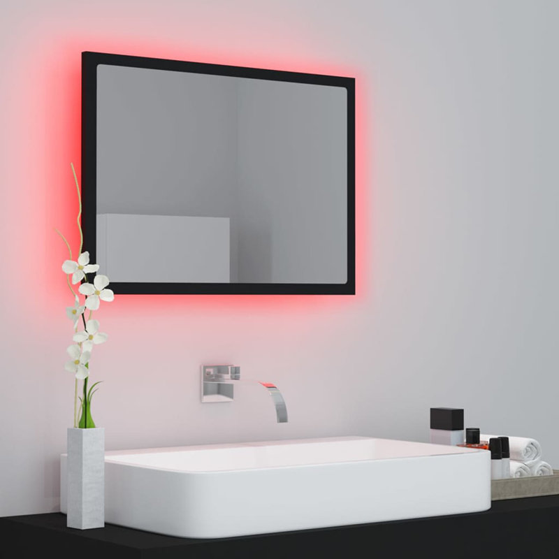 Engineered Wood Flat Wall Mirror, Black, 14.57" x 23.62"
