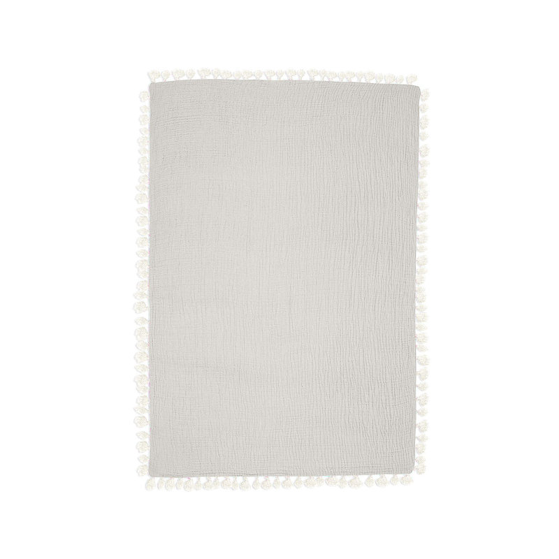 Moonstone Cotton Muslin Baby Blanket with Fringe Trim