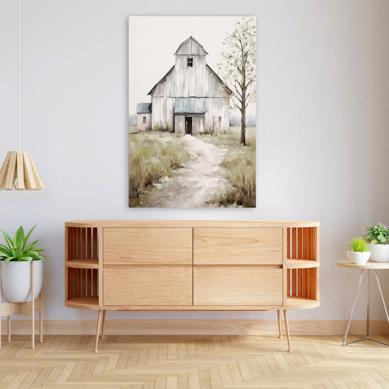 Grange blanche - art de campagne rustique blanc minimaliste, H 48 po x l 32 po