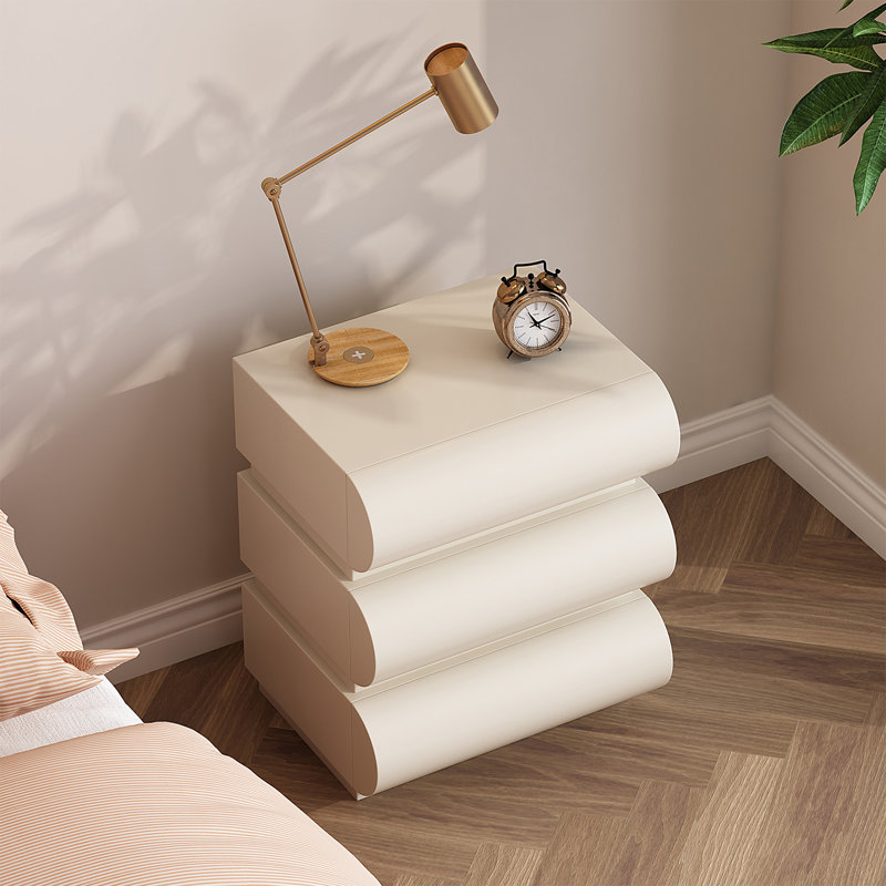 Table de chevet moderne avec 3 tiroirs en bois massif, tables de chevet en cuir pour chambre à coucher / salon, aucune installation requise, table de bout, L 19,7 po x l 16,1 po x H 19,7 po