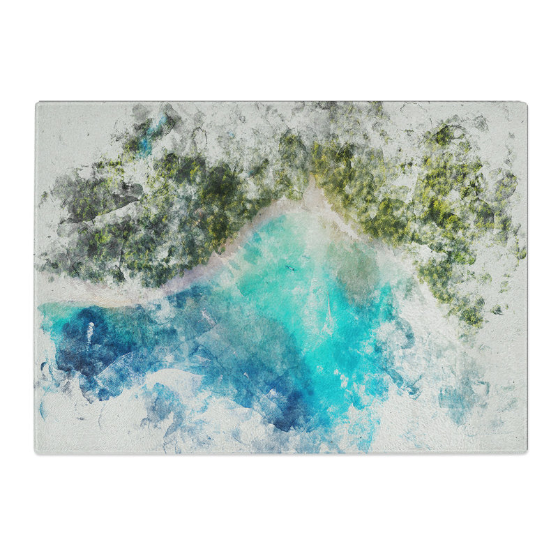 Beautiful Beach Watercolour Chopping Board, 0.4cm H x 28.5cm W x 39cm L