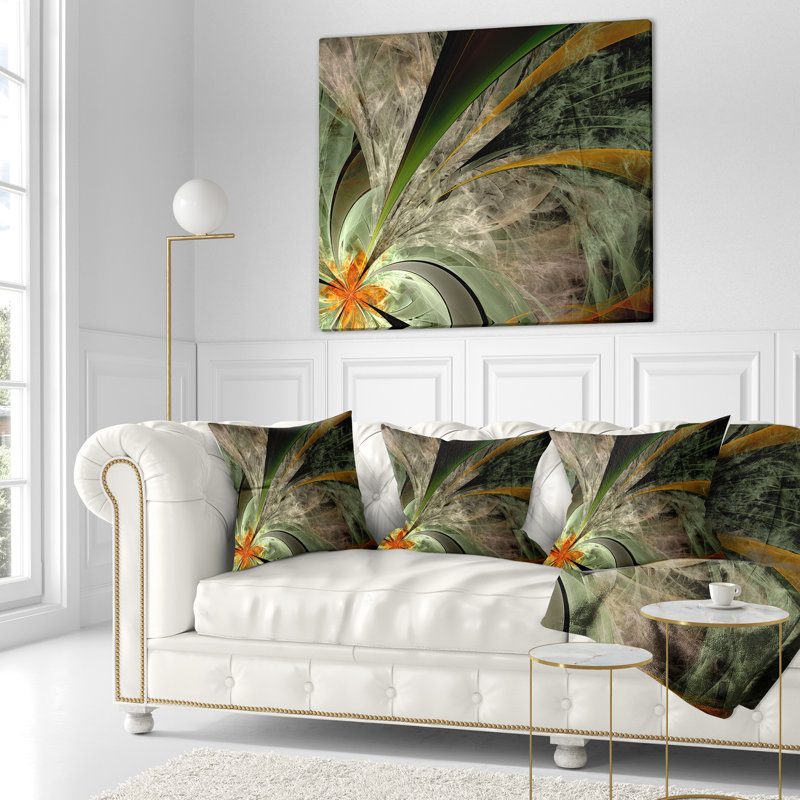 Coussin floral à fleur symétrique floral, 16 po x 1 po, Coussin décoratif