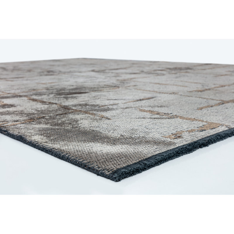 Rapture Abstract Cotton Gray Area Rug, Rectangle 7'10" x 9'10"
