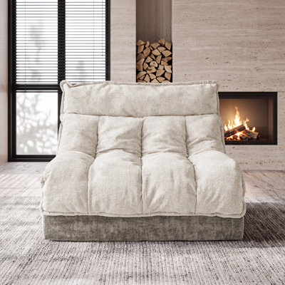Canapé d'angle à compression, siège nuage en chenille beige, canapé compact et moderne pour la maison