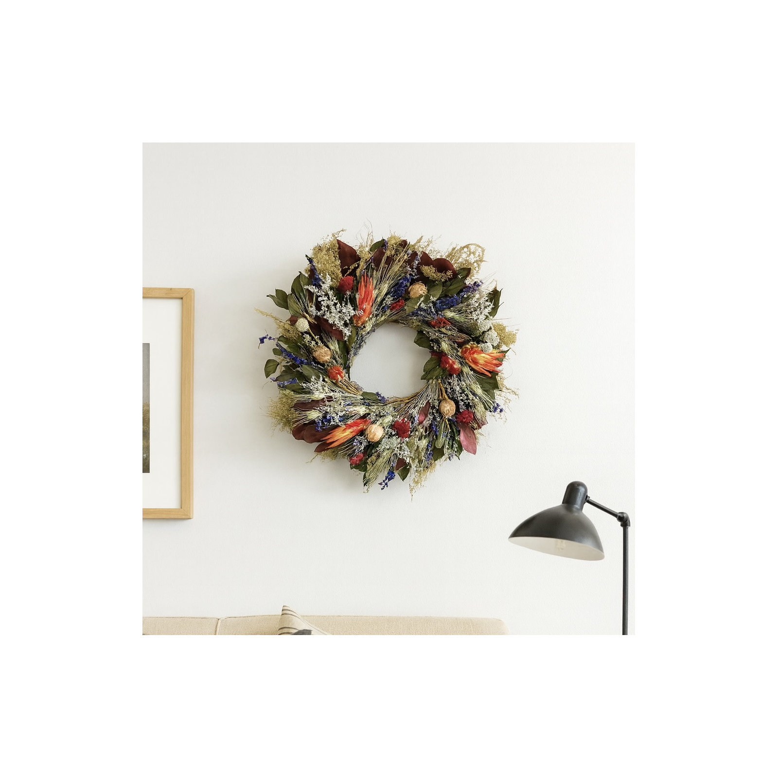 Dried Fall Villa Floral Wreath, 22" H x 22" W x 6" D