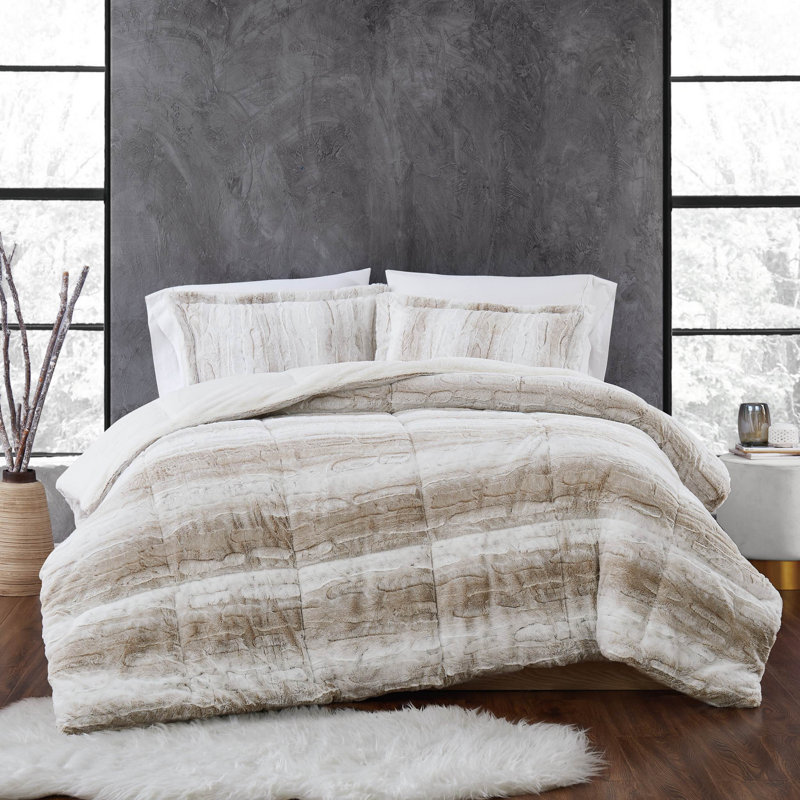 Christian Siriano NY Snow Leopard Comforter Set, Twin XL Comforter + 1 Standard Sham, Gray