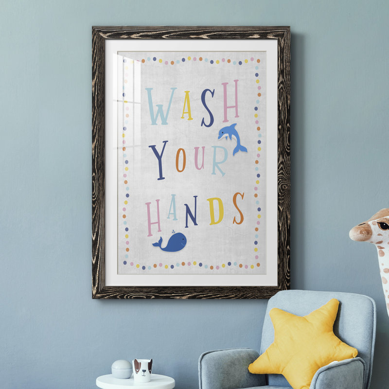 Lavez-vous les mains - Impression sur papier encadrée, H 31,5 po x l 23,5 po x P 1,5 po, Papier encadré noir
