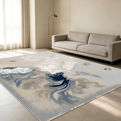 Tapis d'art abstrait de 1 pièce pour le salon, doux et confortable, adapté à toutes les saisons, facile à entretenir, tapis de sol intérieur lavable à la machine, sous la table de ferme convenant à la chambre à coucher, à la salle à manger, au bureau, au balcon, au patio, à la maison, à l'extérieur
