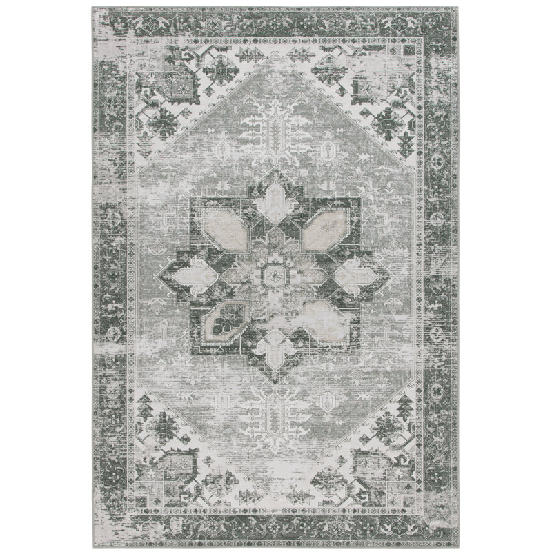 Tapis oriental sauge foncé / ivoire DeBary, Rectangle 5 pi x 7 pi
