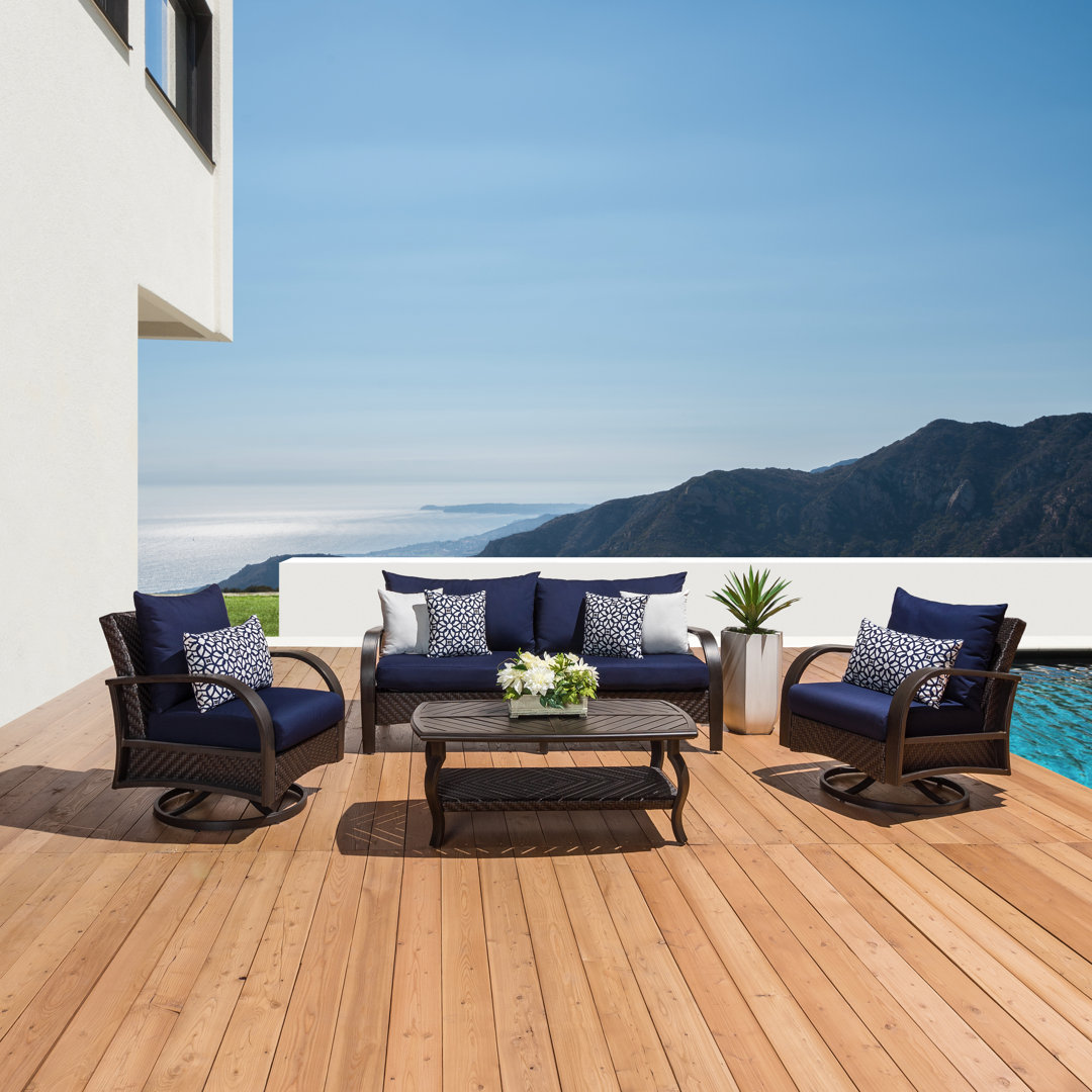 Kechia Wicker/Rattan 6 Person Seating Group with Sunbrella Cushion Covers Hokku Designs Cushion 