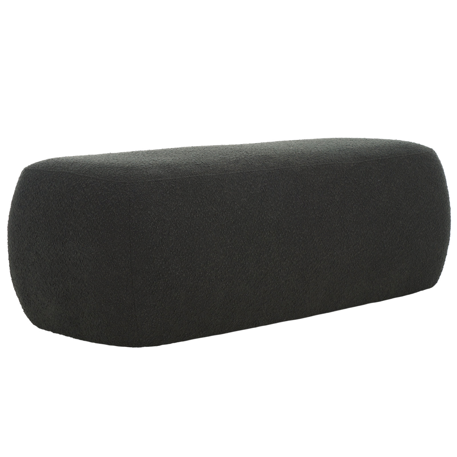  Elodie 50" Rectangle Ottoman, Black Boucle