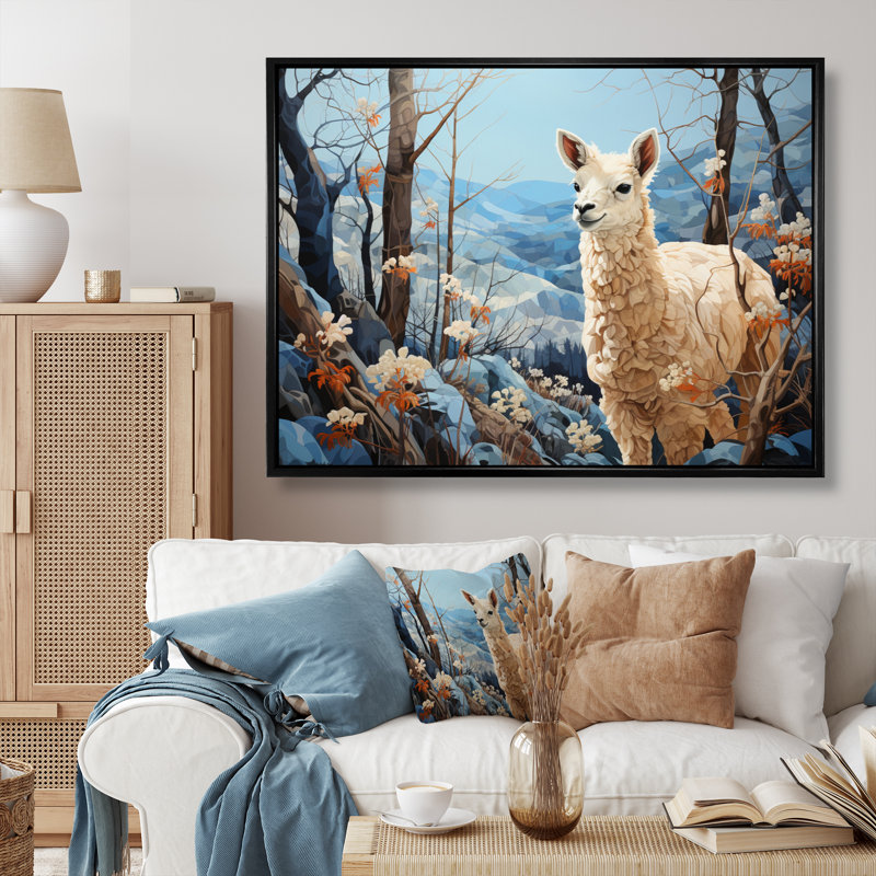 Alpaca Blue Landscape I - reproduction sur toile, H 12 po x l 20 po x P 1 po, Cadre flottant noir