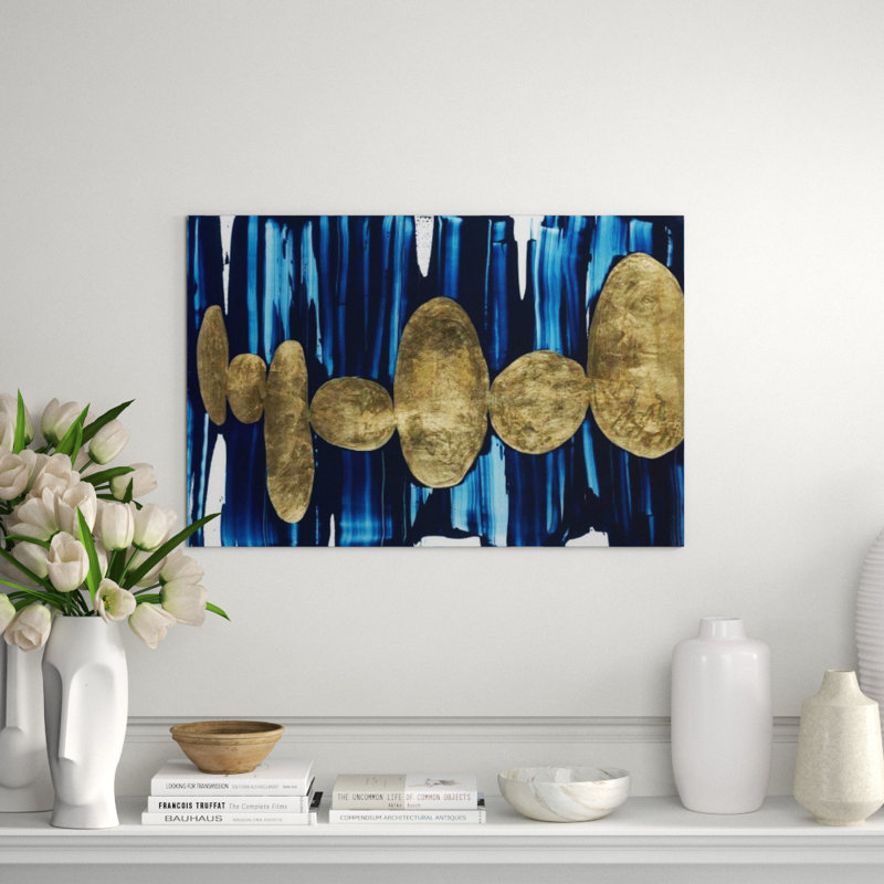 Gilded Pebbles Painting by DAWN SWEITZER, 40" H x 60" W x 1.5" D, Gild Gold