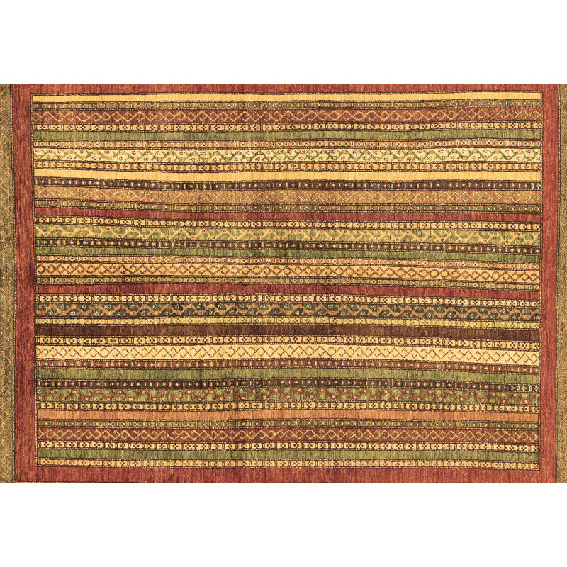 Tapis brun en laine / polyester tissé à la machine 8 pi x 10 pi