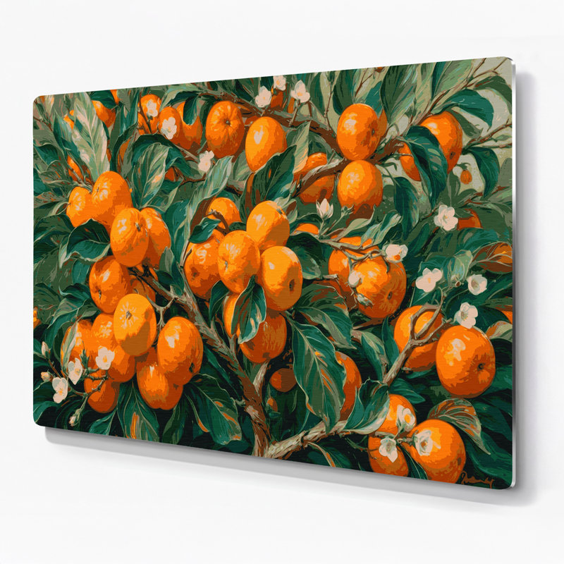 «Fruit Kumquat», art mural en métal vert, H 20 po x l 30 po