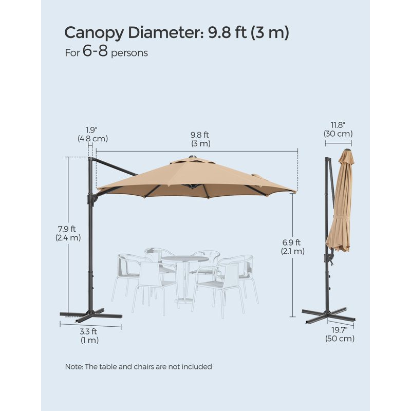 Chanton 300cm Balcony Parasol, Brown