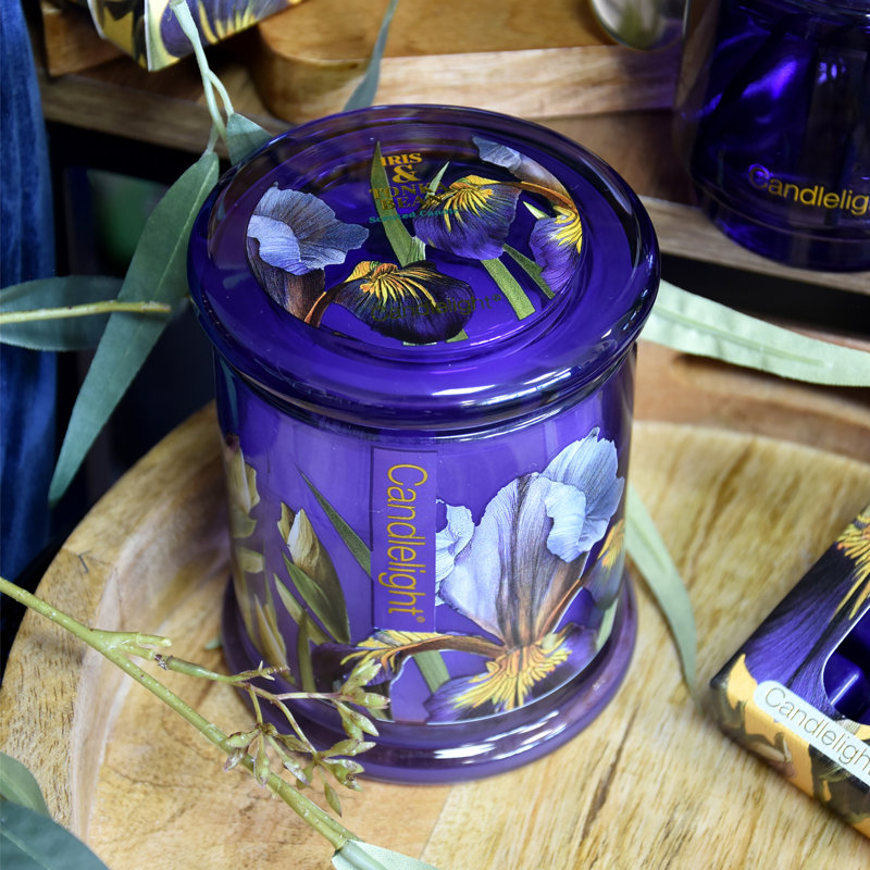 Plant / Floral Scented Jar Candle with Glass Holder