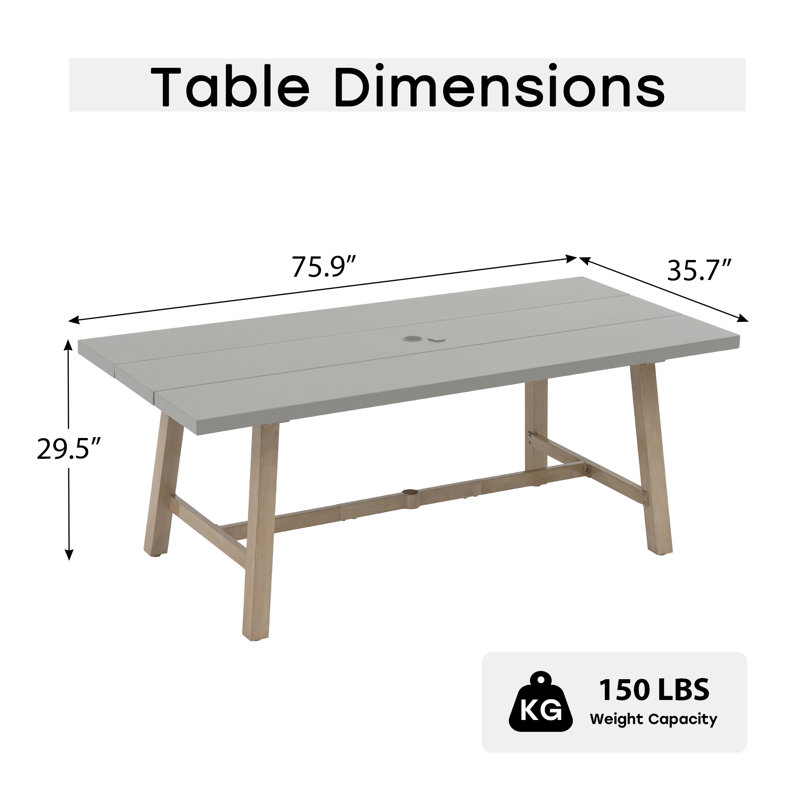 Ensemble repas d'extérieur rectangulaire avec coussins
