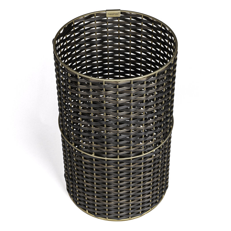 Cecil Open Waste Basket - 4.13 Gallons, Dark Bronze/Gold