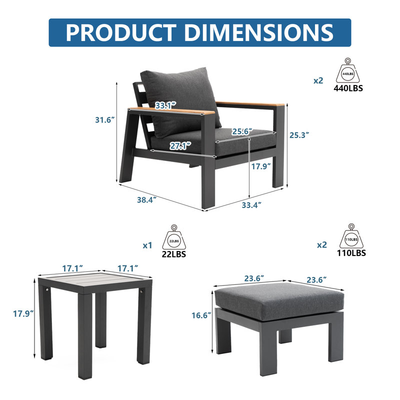 2 - Person Patio Conversation Set with Cushions