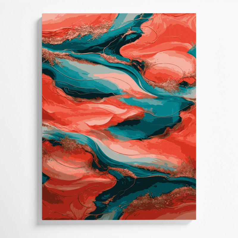 Abstrait paysage 92, art mural sur toile brune, H 24 po x l 20 po