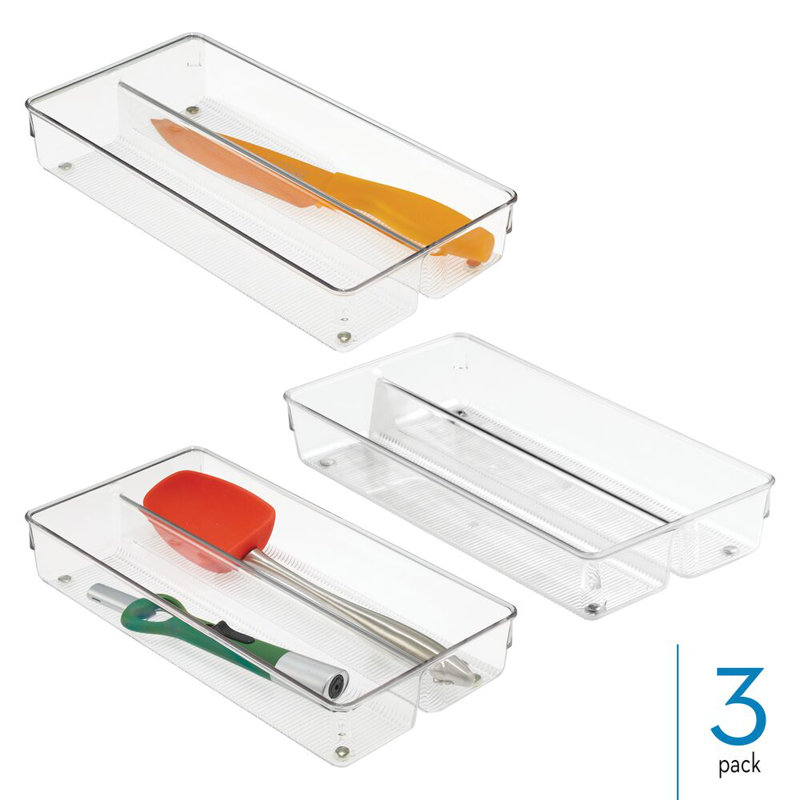 Ensemble de 3 compartiments de rangement pour tiroir de cuisine, salle de bain et bureau iDesign - transparent