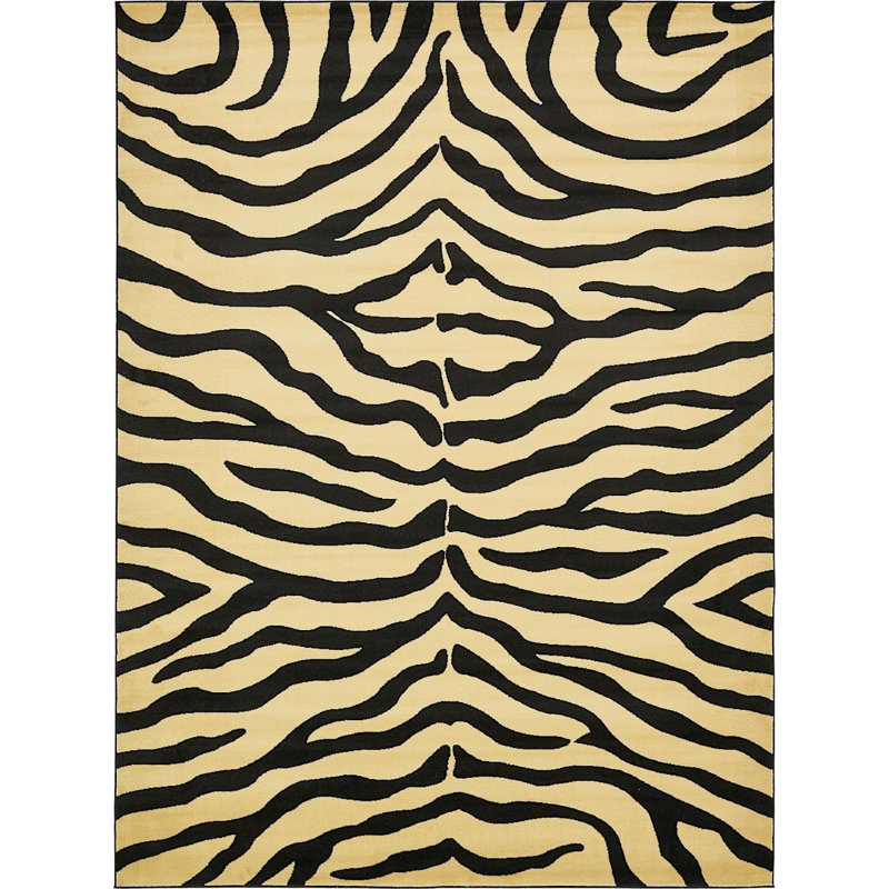 Tapis crème à imprimé animalier Testerman, Rectangle 9 pi x 12 pi
