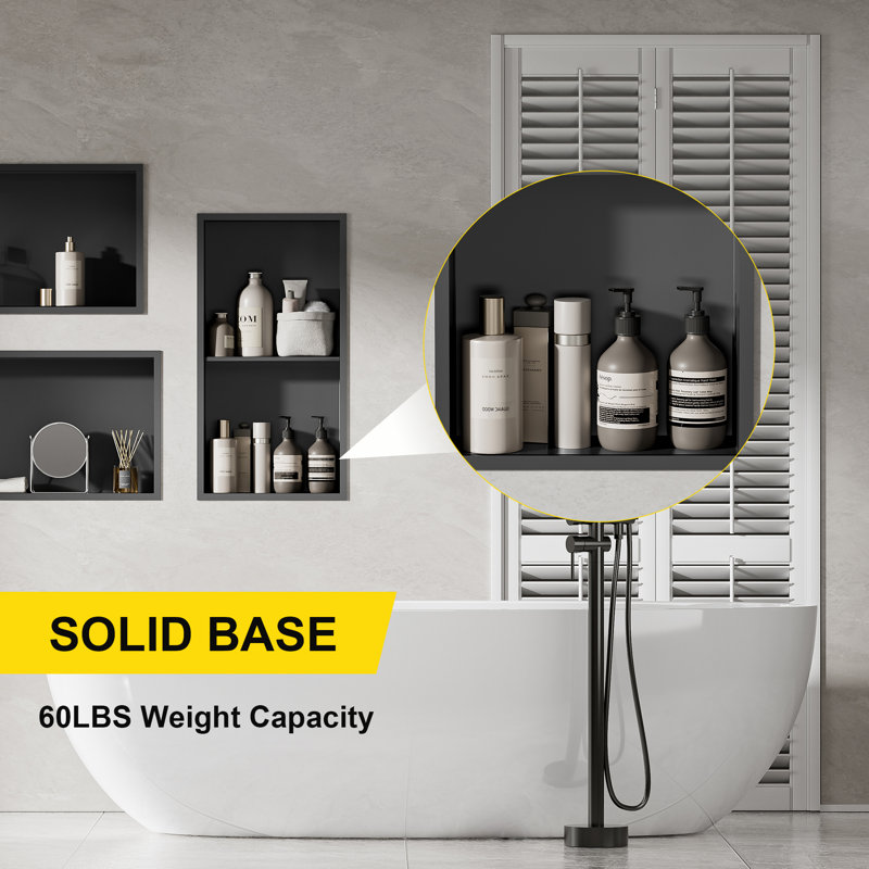 1 niche murale l 12 po x H 36 po x P 4 po, armoire de douche blanche, tablette de salle de bain en acier inoxydable, Blanc