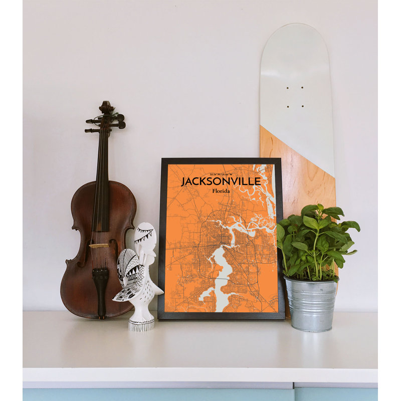 Jacksonville City Map 1 Piece Wall Art, 43.2cm H x 27.9cm W x 0.13cm D