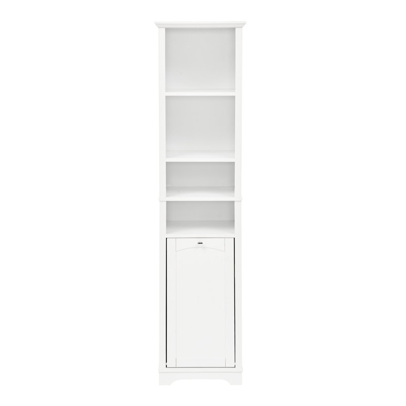 Armoire de rangement 64,82 po pour la salle de bain - 4 tablettes et panier à vêtements blanc, Blanc