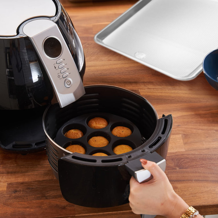 Ultra Cuisine Air Fryer Accessories, Set of 8 - Fits 3.2qt – 5.8QT Deep Fryer - 8 inch Cake Pan, Pizza Pan, Silicone Mat, Multi-Purpose Rack, Metal