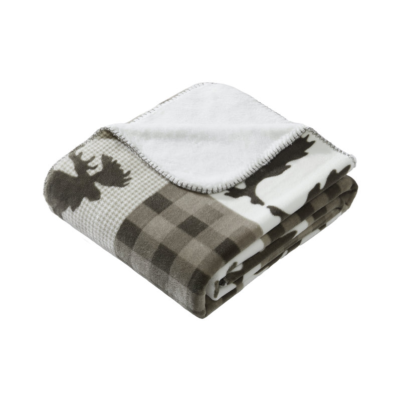 Jeté réversible en peluche et en fausse fourrure Coleman 60 x 80, Taupe