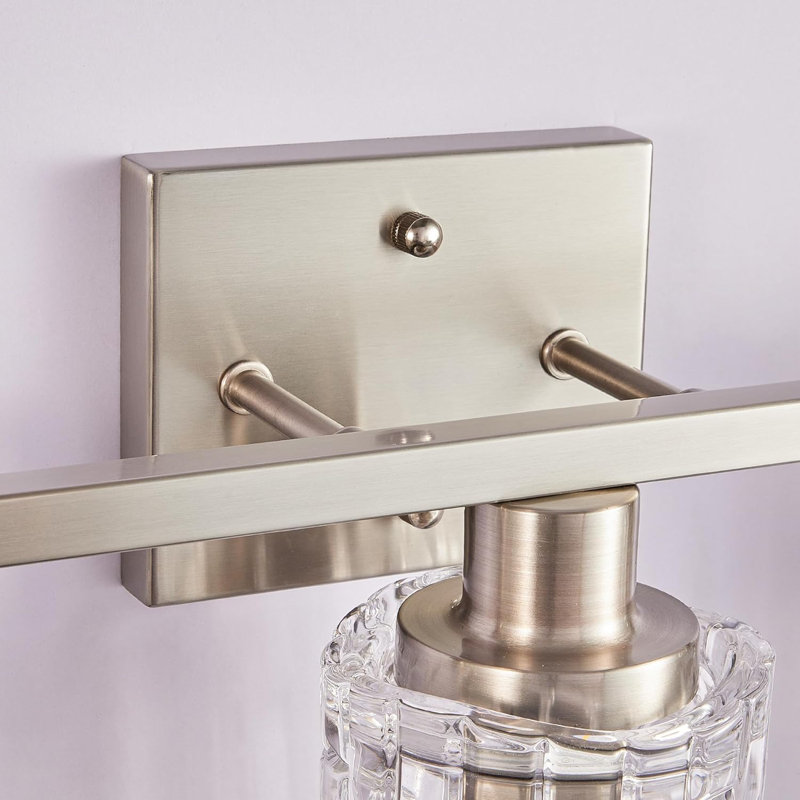 Luminaire de salle de bain moderne brossé avec abat-jour en cristal, luminaire mural pour miroir, base E26, conception résistante à l'eau