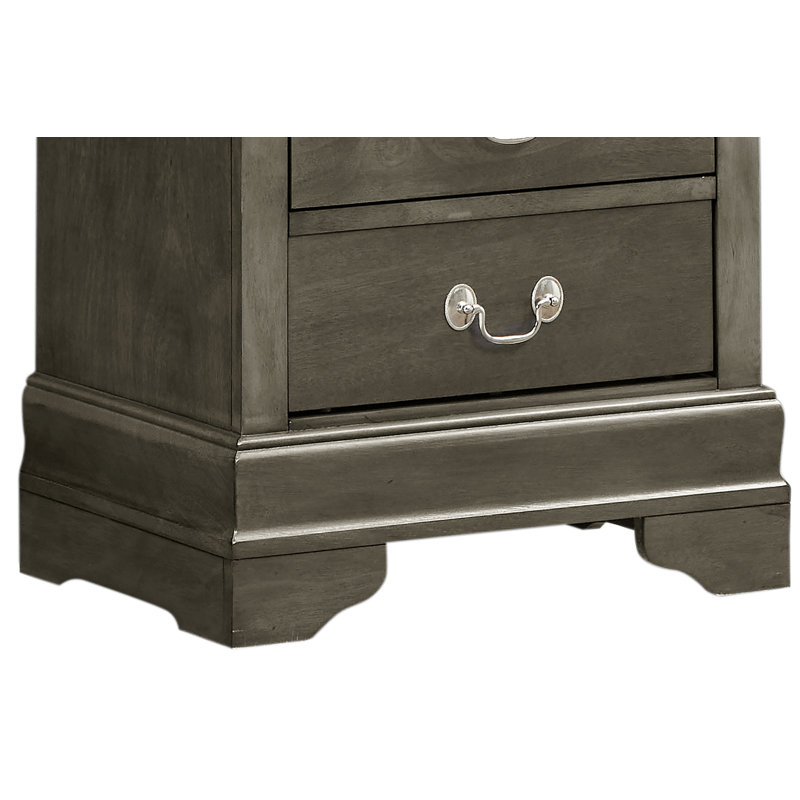 Table de chevet 2 tiroirs LouisPhillipe, gris, Gris
