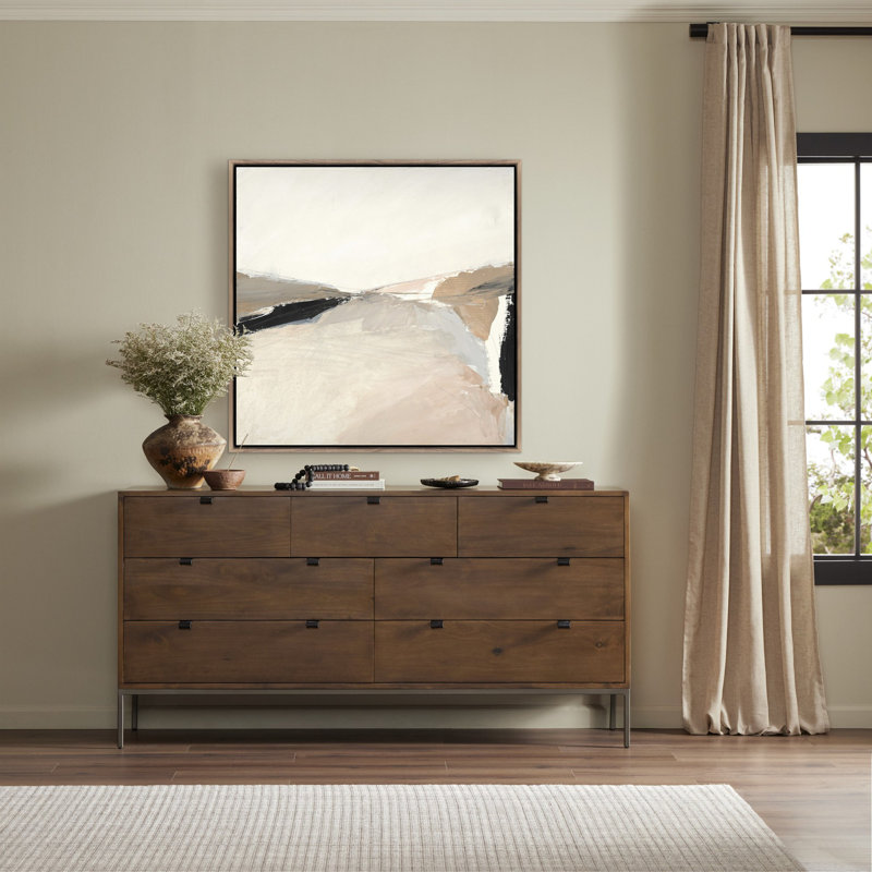 Désert n ° 2 par Melanie Biehle, H 40 po x l 40 po, Toile flottante brun foncé avec cadre flottant