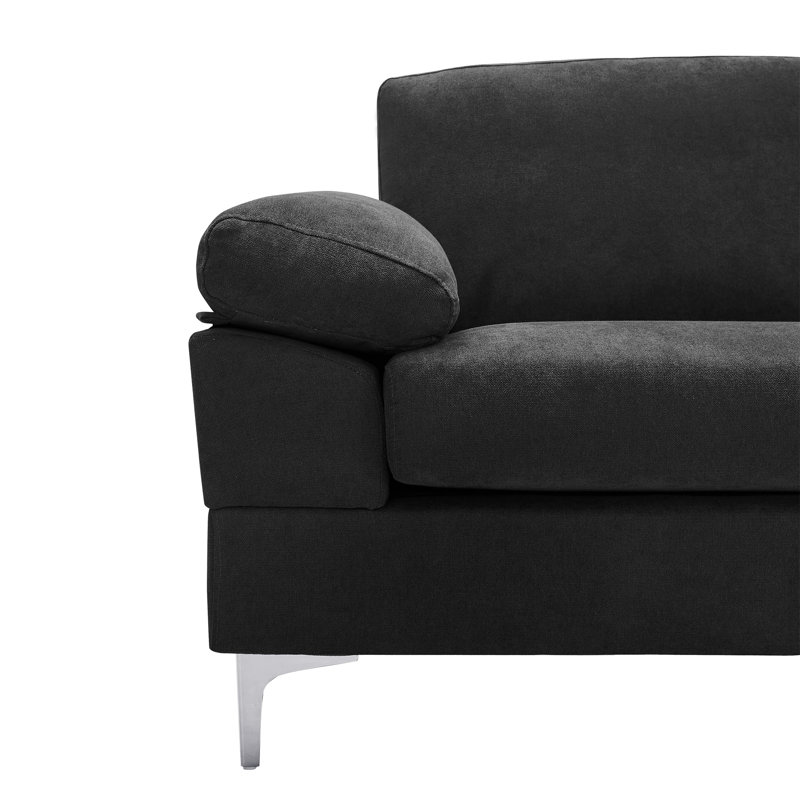 Canapé modulaire 3 pièces rembourré, Mélange de polyester noir
