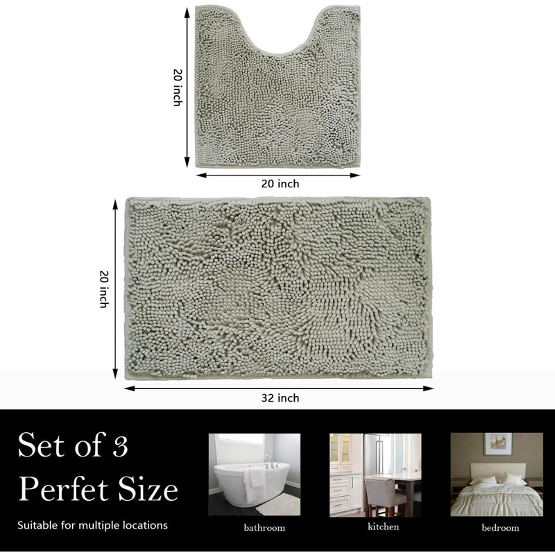 Tapis pour salle de bain Avasophia, Gris clair