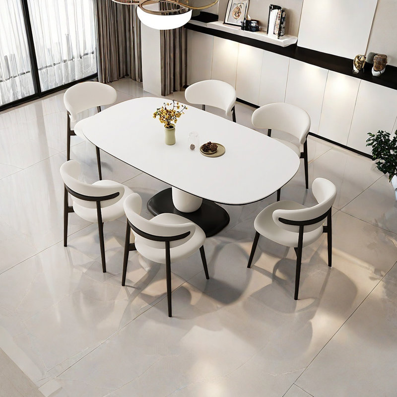 Rock plate Dining Table with Oak Legs, 29.5"H x 70.9"L x 35.4"W