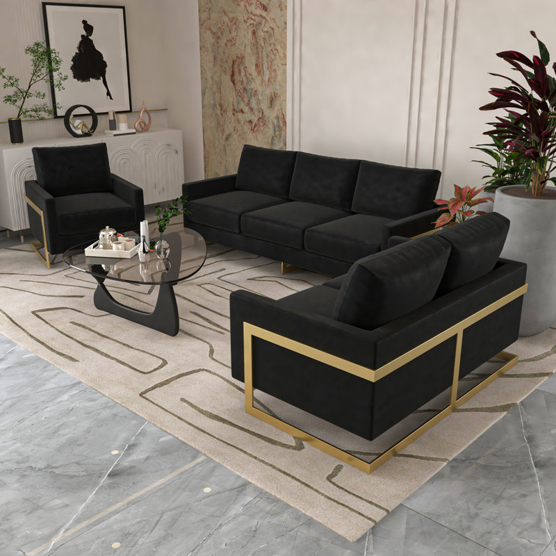 Fauteuil d'appoint rembourré en velours Lincoln, Nuit noire