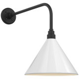 Thomas O'Brien, "Academy 20" Rex Barn Light in Matte Black with 12.5" Soft Copper Conical Savannah Shade