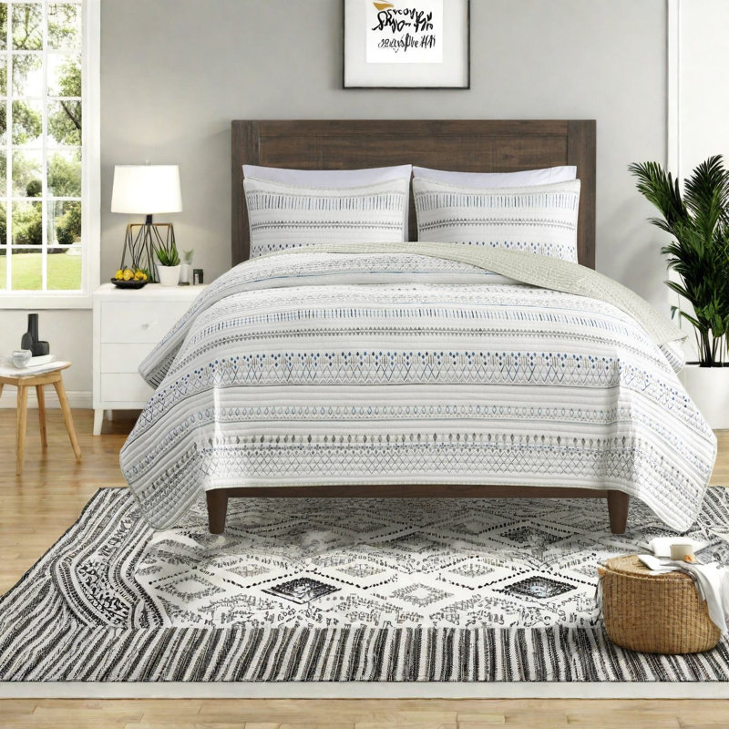 Reversible 3 Piece Microfiber Bedding Sets, King Cal King, Farmhouse Style