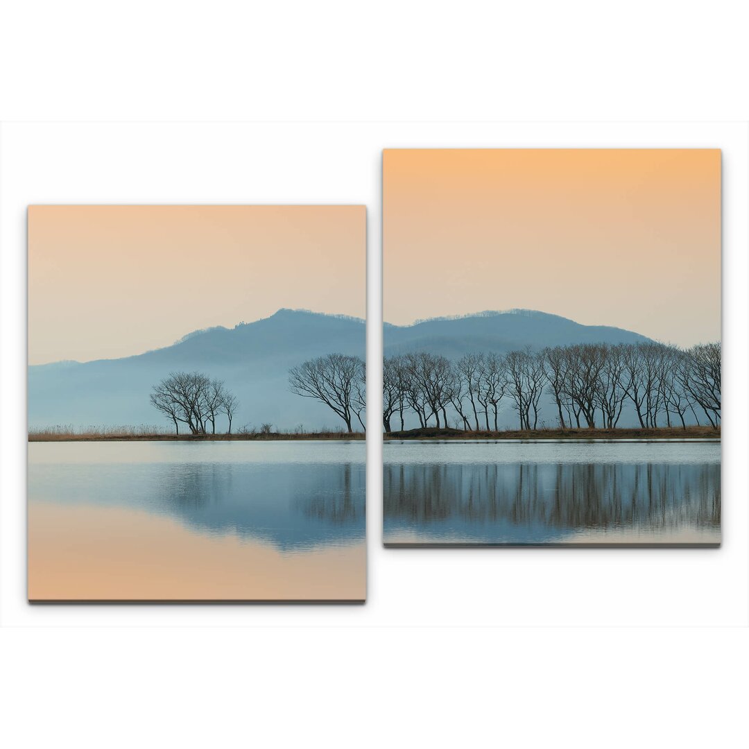 2-tlg. Leinwandbilder-Set Seenlandschaft