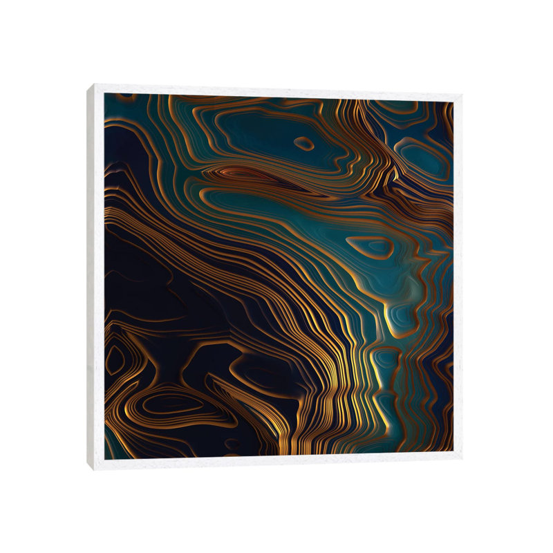 Peacock Ocean - Print on Canvas, 45.72 cm H x 45.72 cm W, White Framed