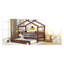 Lit simple en bois avec lit gigogne simple, noyer