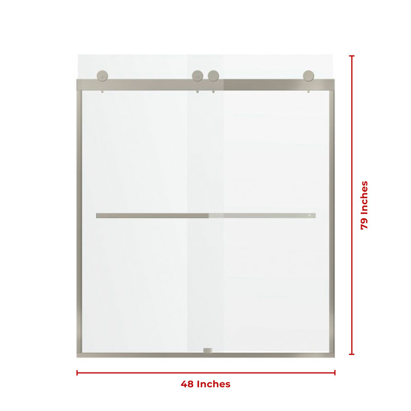 Portofino 48" x 79" Frameless Double Sliding Shower Door with Brushed Nickel Finish