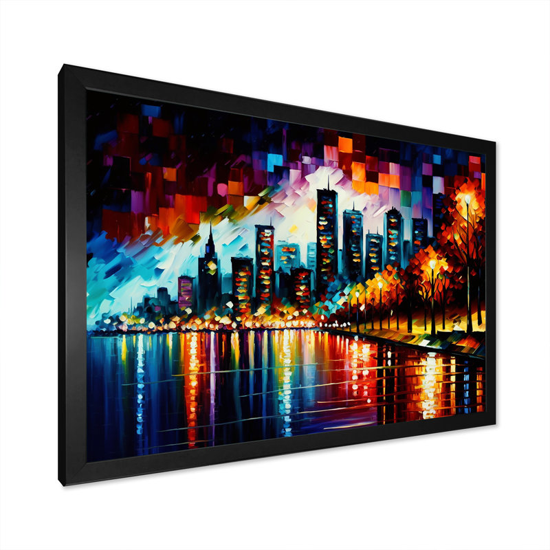 «Colorful City in Vancouver II», reproduction sur toile, H 30 po x l 40 po x P 1,5 po, Cadre noir