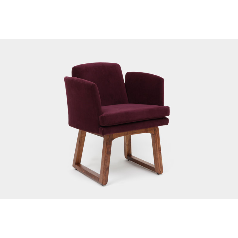 Allison 18'' H Velvet Upholstered Armchair, Eggplant