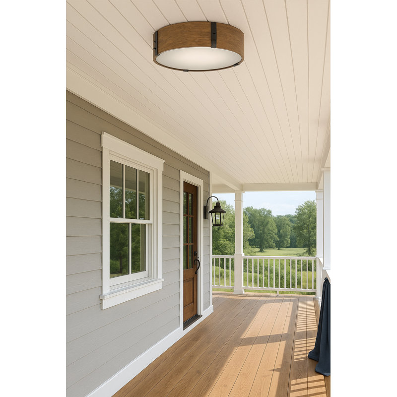 Sawyer 3-Light Outdoor Flush Mount, 4.75" H x 15" W x 15" D, Sequoia